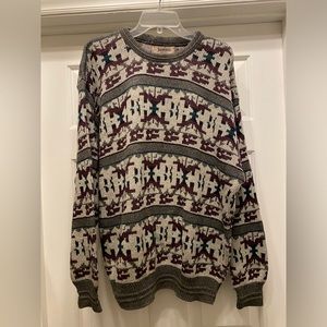 VTG 90s Jantzen Sweater 3D texture Coogie Style Grandpa USA made Abstract Men L